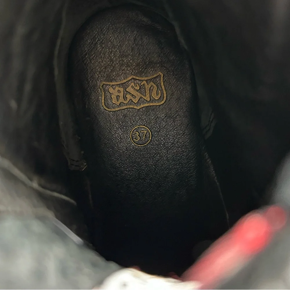 Ash black leather buckle zipper high top - Picture 8 of 8